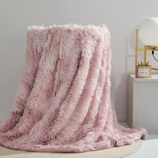 Ultra-Soft Fuzzy Faux Fur Throw Blanket