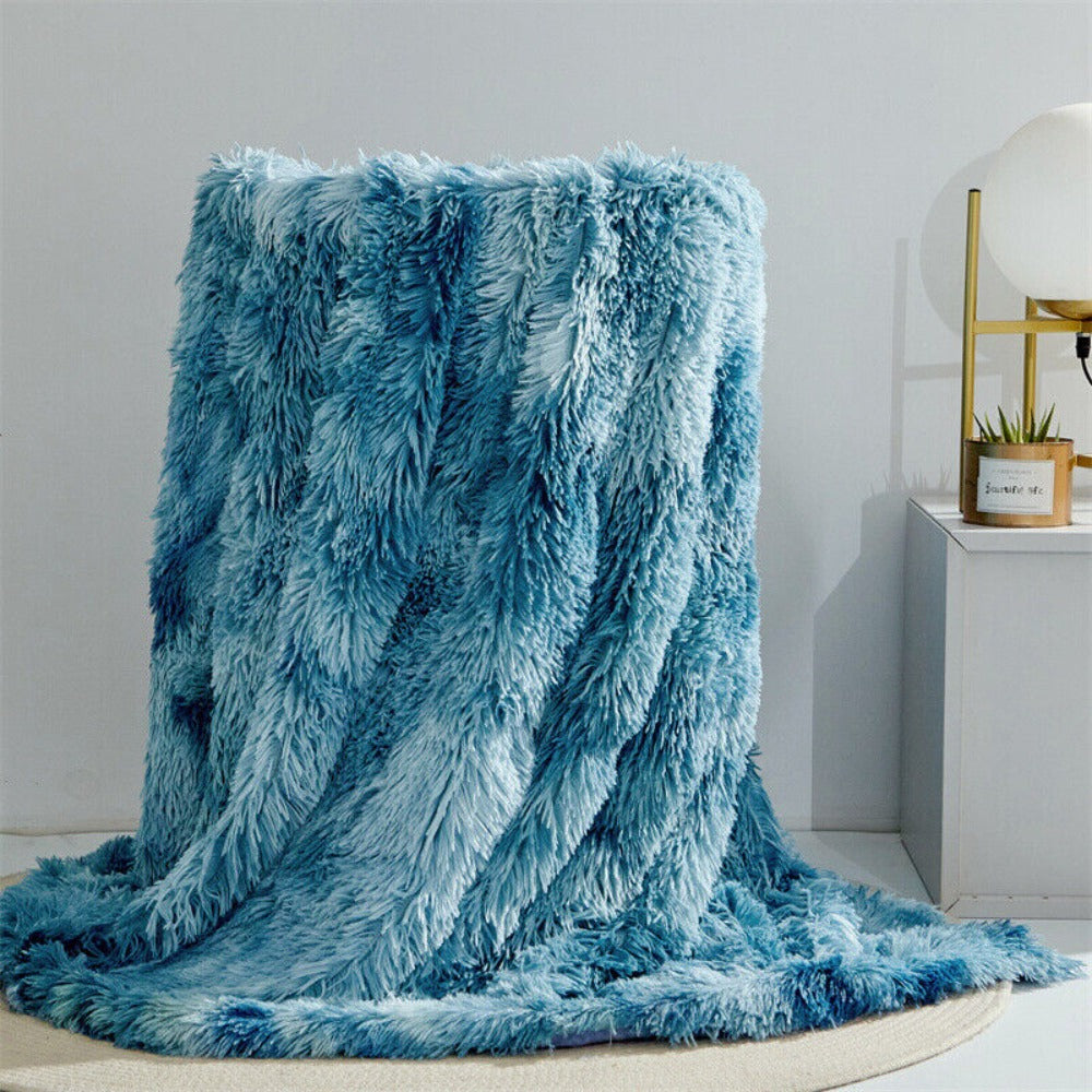 Ultra-Soft Fuzzy Faux Fur Throw Blanket