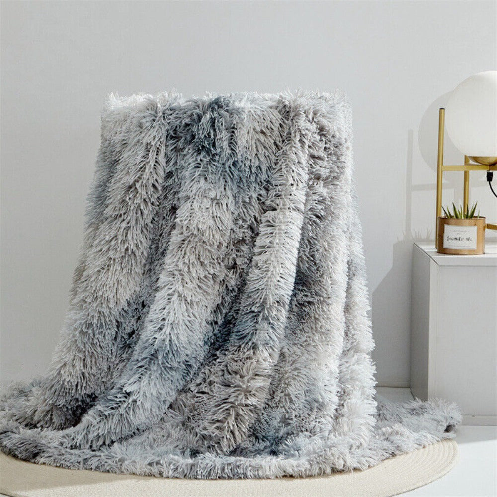 Ultra-Soft Fuzzy Faux Fur Throw Blanket