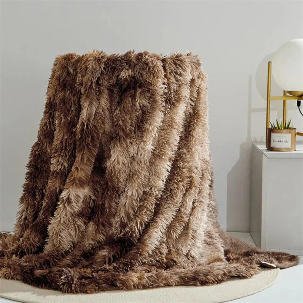 Ultra-Soft Fuzzy Faux Fur Throw Blanket