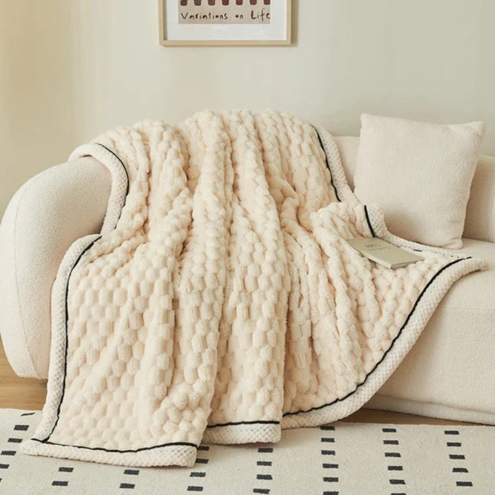 Bubble Textured Sherpa Fleece Cuddle Blanket