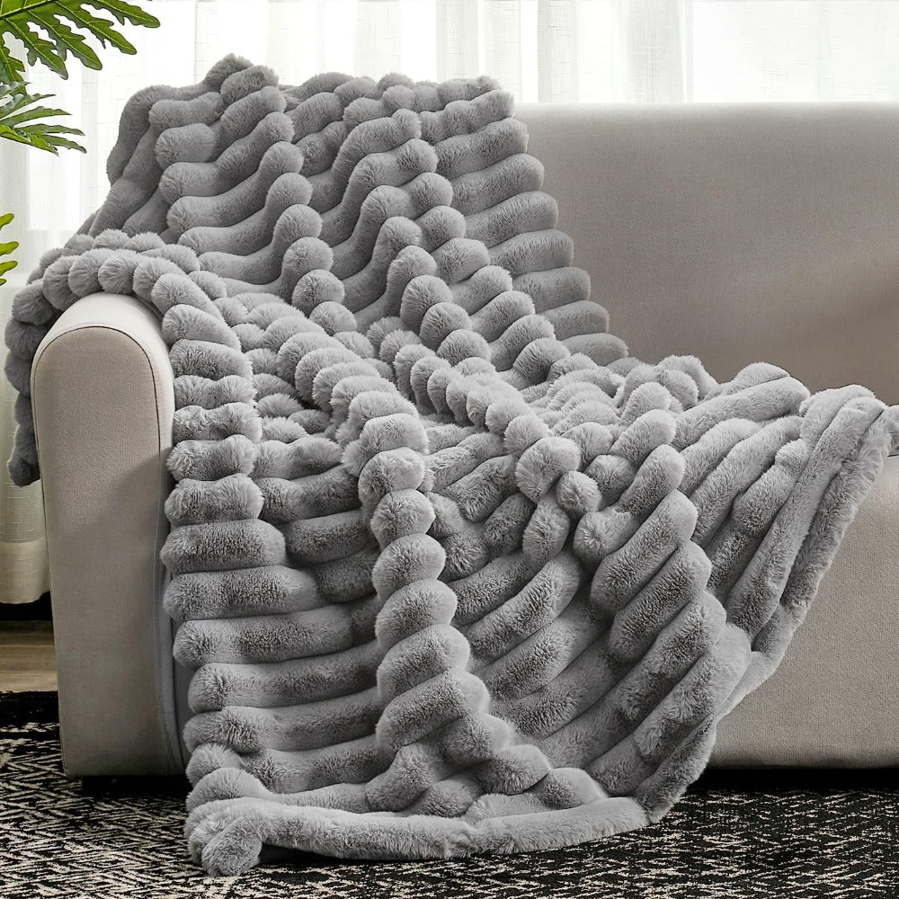 Cloud Nine Plush Ribbed Throw Blanket
