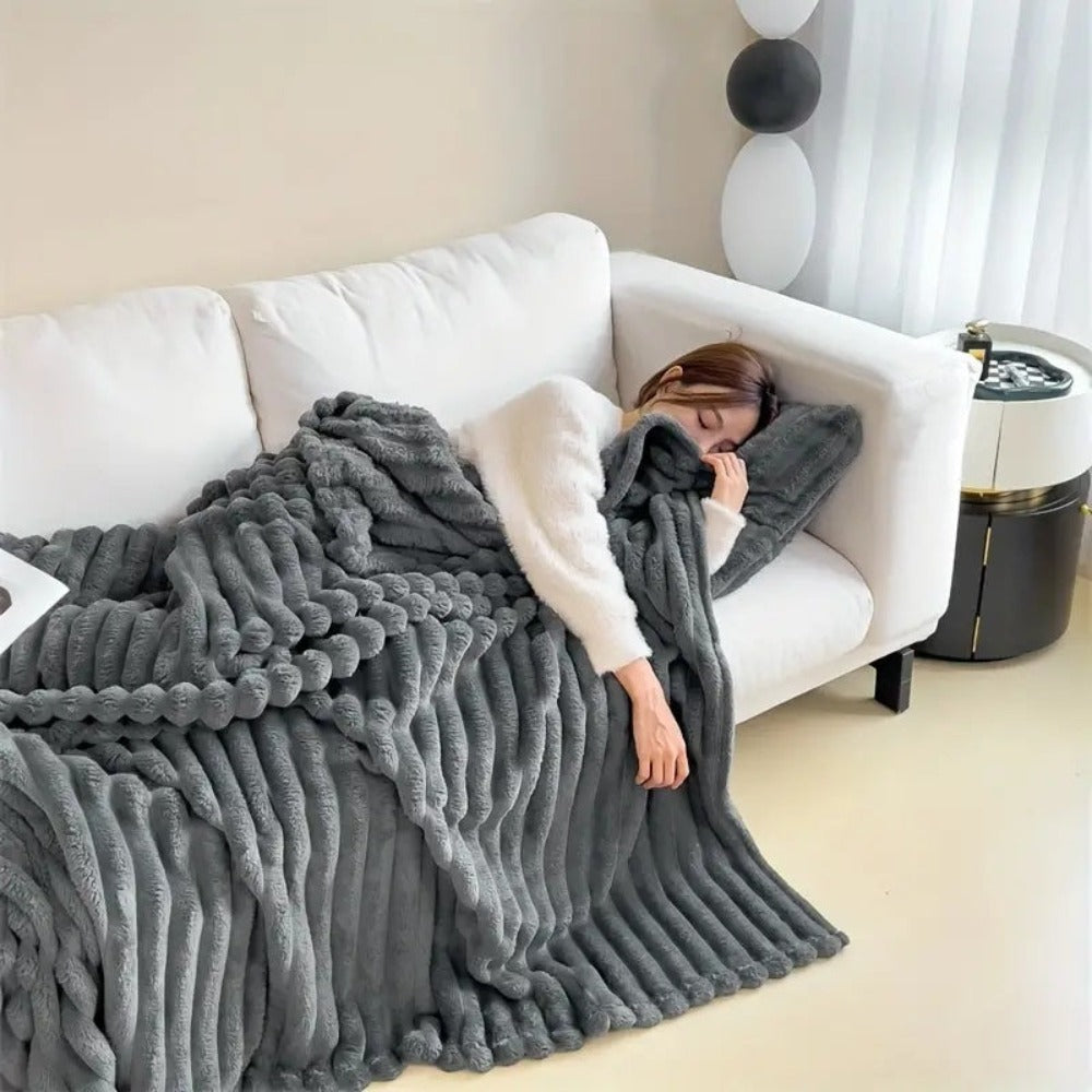 Cloud Nine Plush Ribbed Throw Blanket