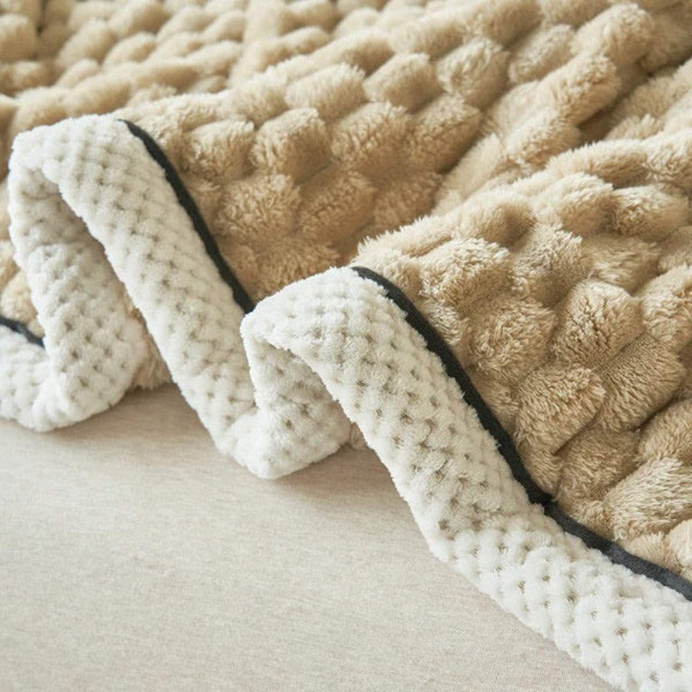 Bubble Textured Sherpa Fleece Cuddle Blanket