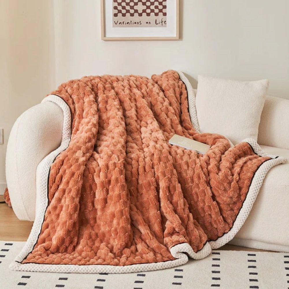 Bubble Textured Sherpa Fleece Cuddle Blanket