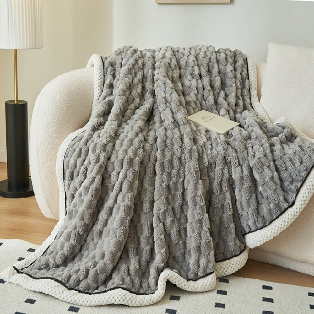 Bubble Textured Sherpa Fleece Cuddle Blanket