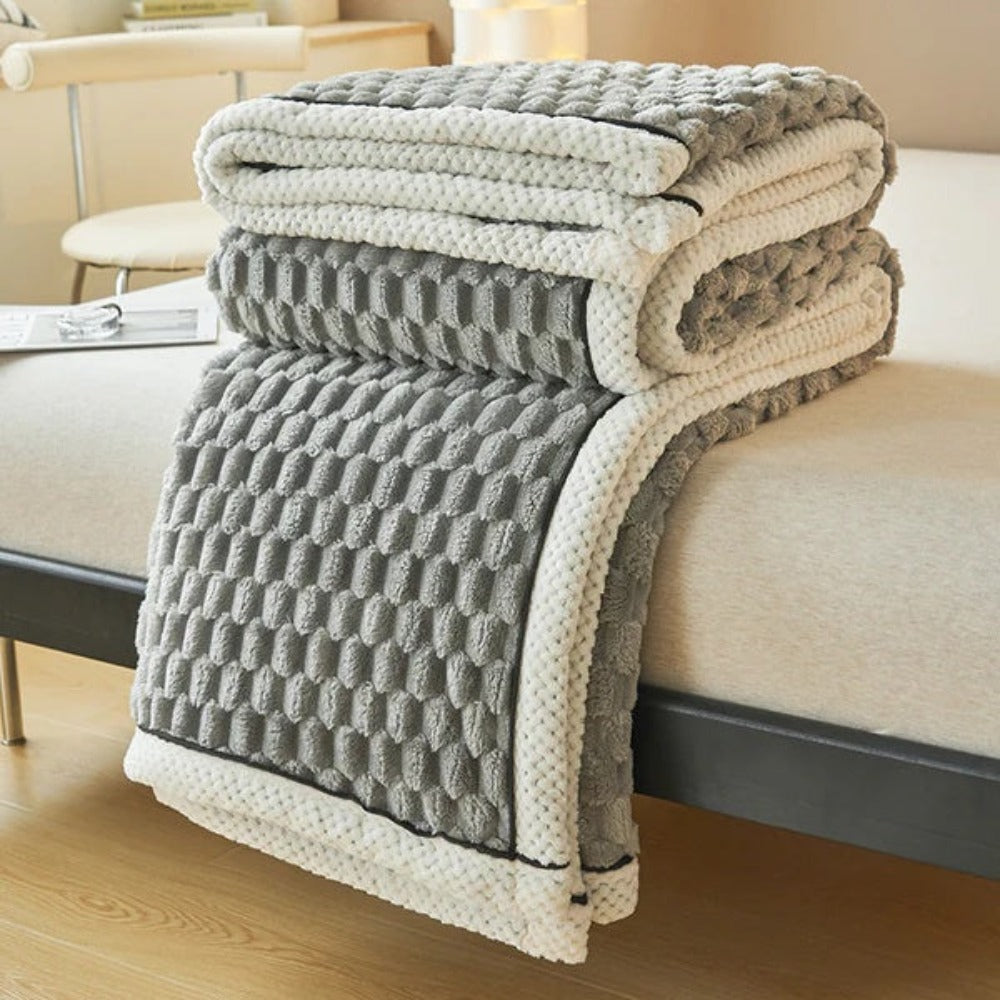 Bubble Textured Sherpa Fleece Cuddle Blanket