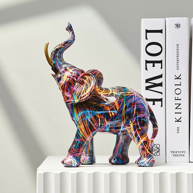 Vibrant Graffiti Elephant Figurine