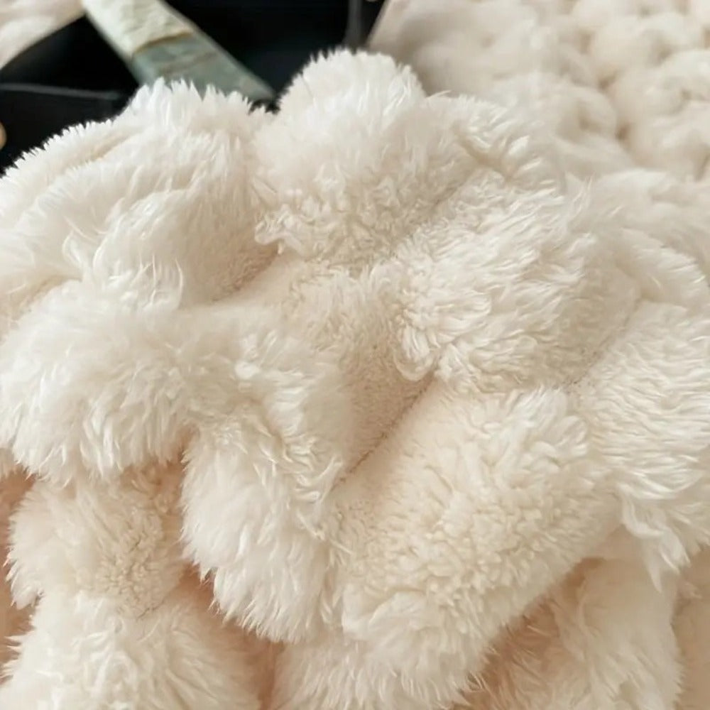 Bubble Textured Sherpa Fleece Cuddle Blanket