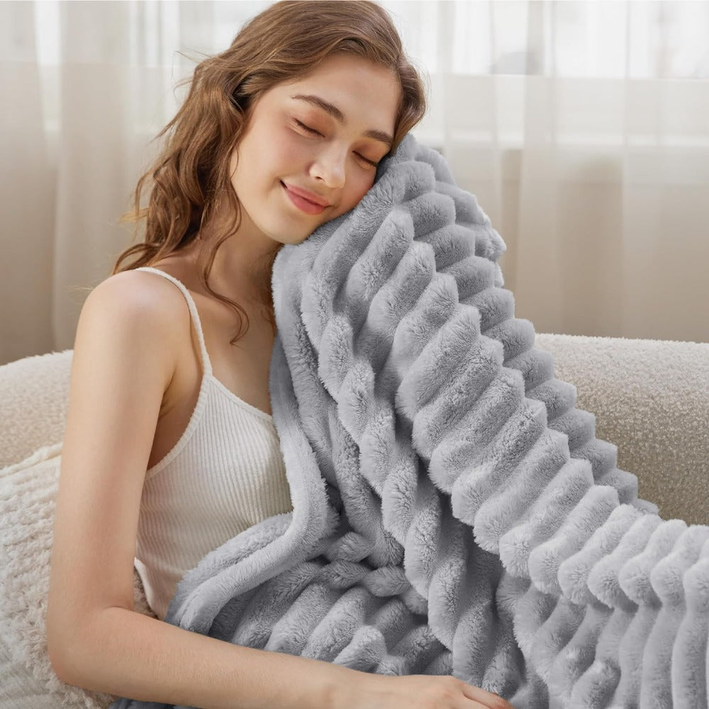 Cloud Nine Plush Ribbed Throw Blanket