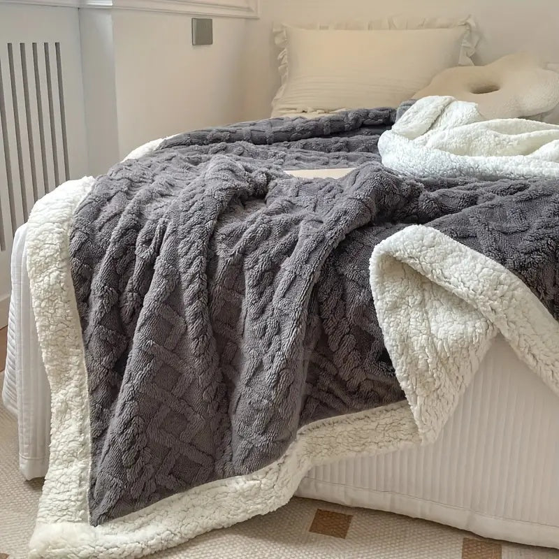 Reversible Soft Sherpa Fleece Snuggle Blanket