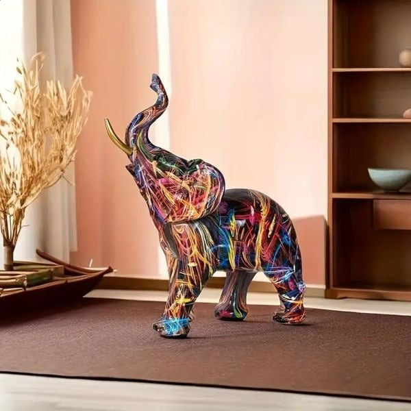 Vibrant Graffiti Elephant Figurine