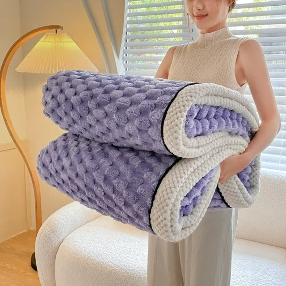 Bubble Textured Sherpa Fleece Cuddle Blanket