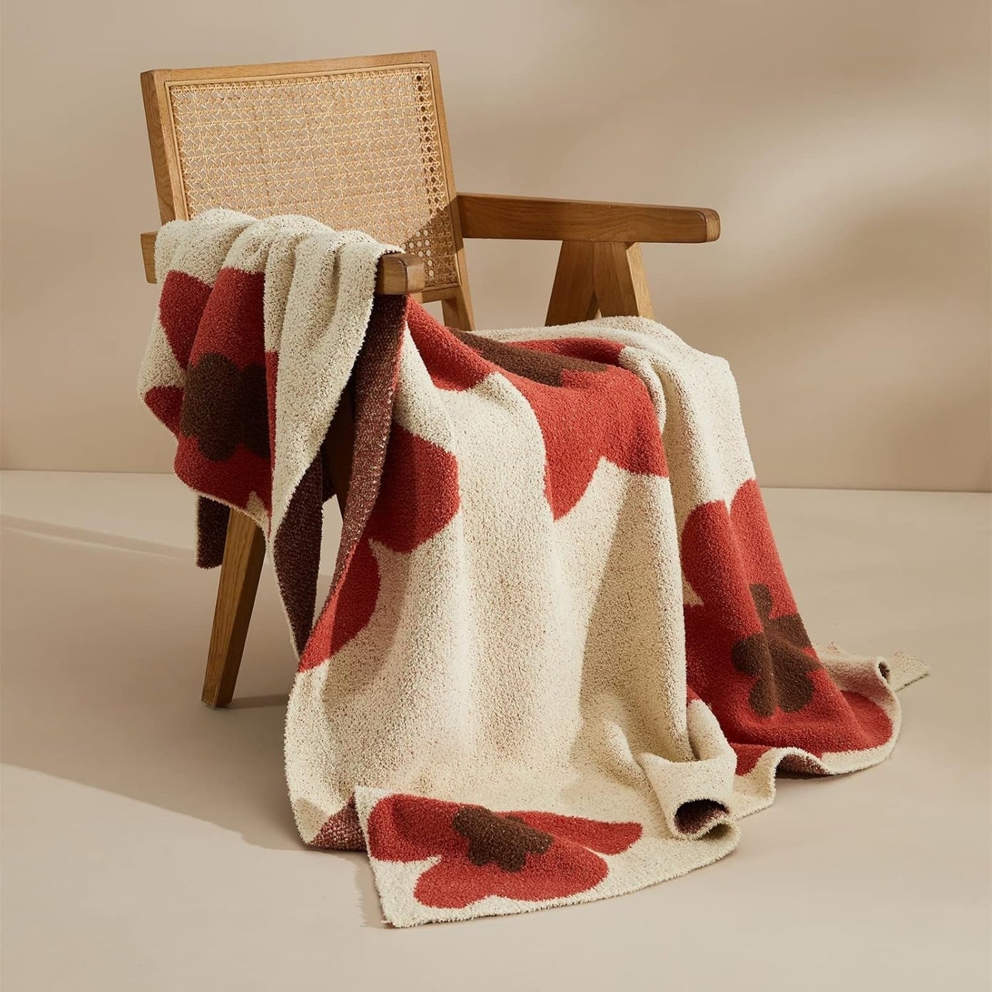 Floral Knitted Blanket for All-Season Comfort