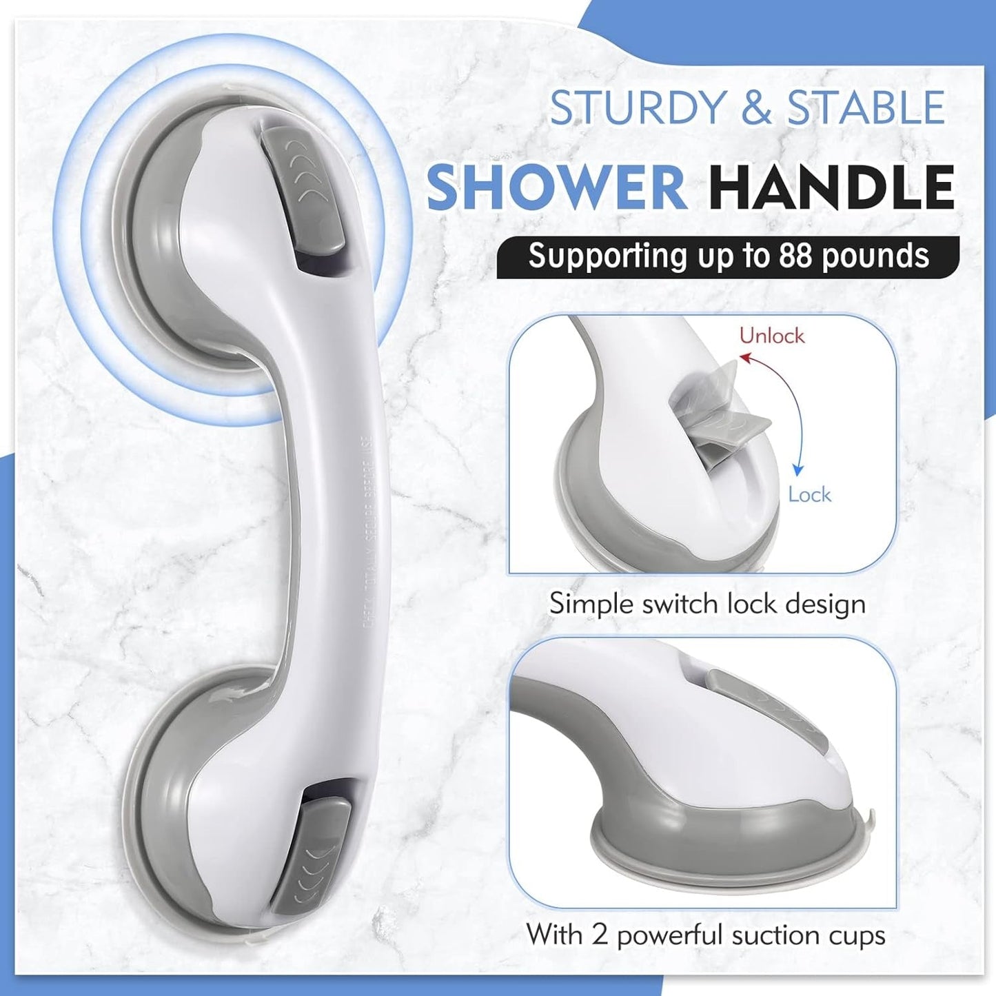 Suction Cup Bathroom Grab Bar for Safety and Stability