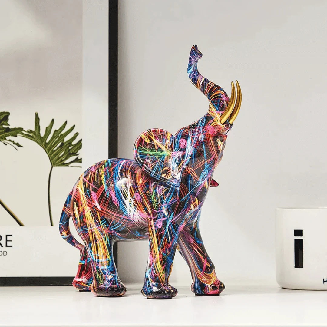 Vibrant Graffiti Elephant Figurine