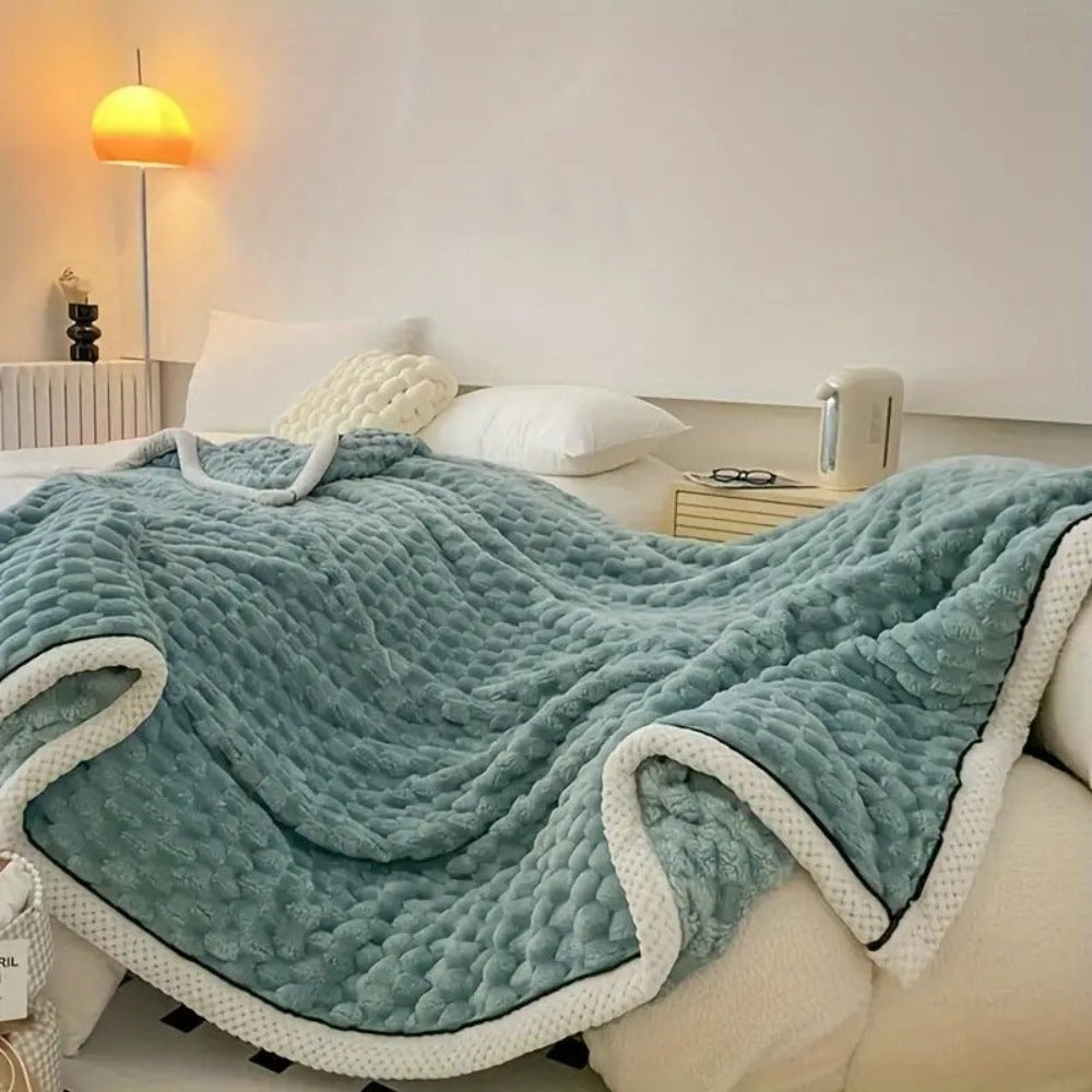 Bubble Textured Sherpa Fleece Cuddle Blanket