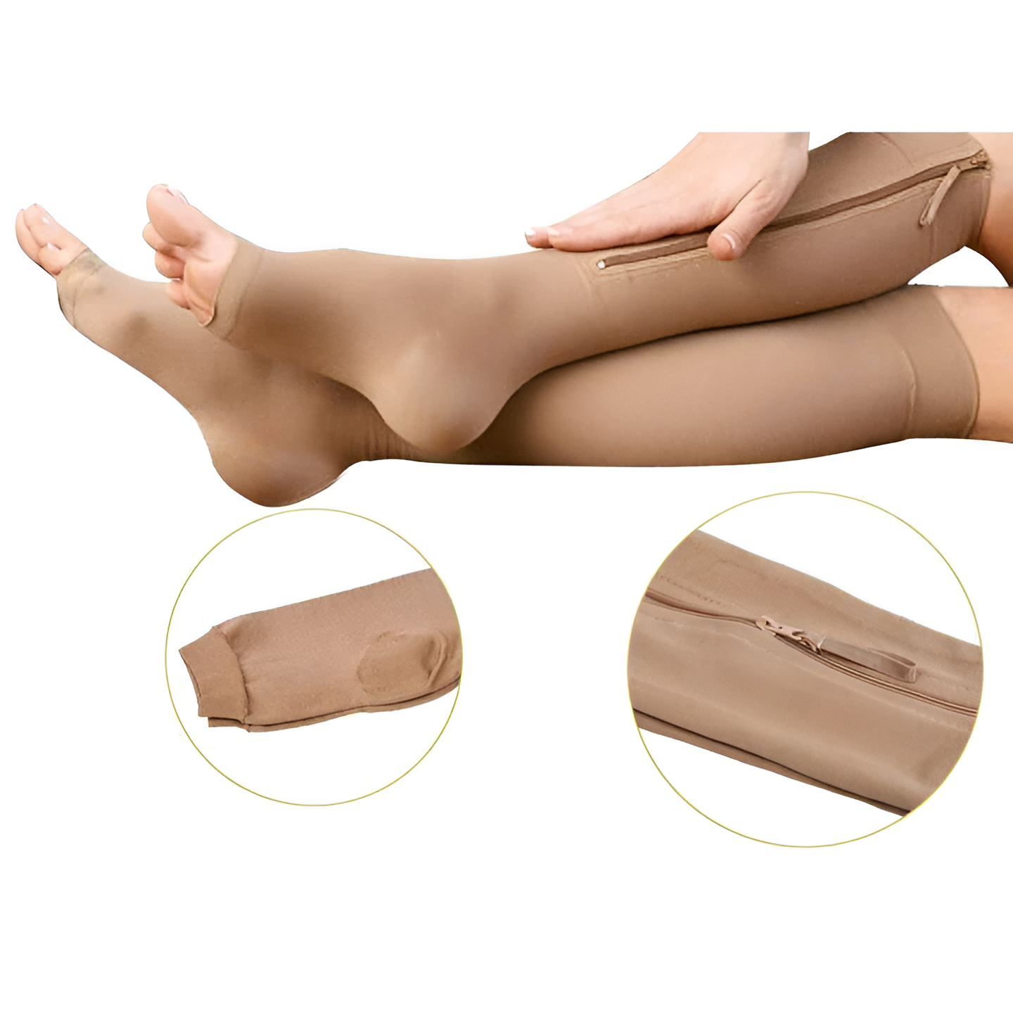 Zippered Compression Socks 20-30 mmHg for Leg Support and Recovery