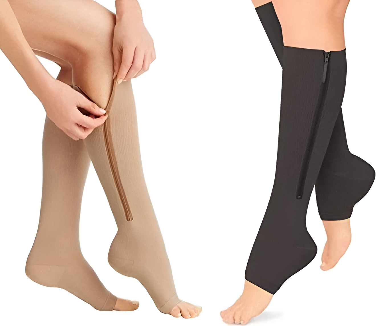 Zippered Compression Socks 20-30 mmHg for Leg Support and Recovery
