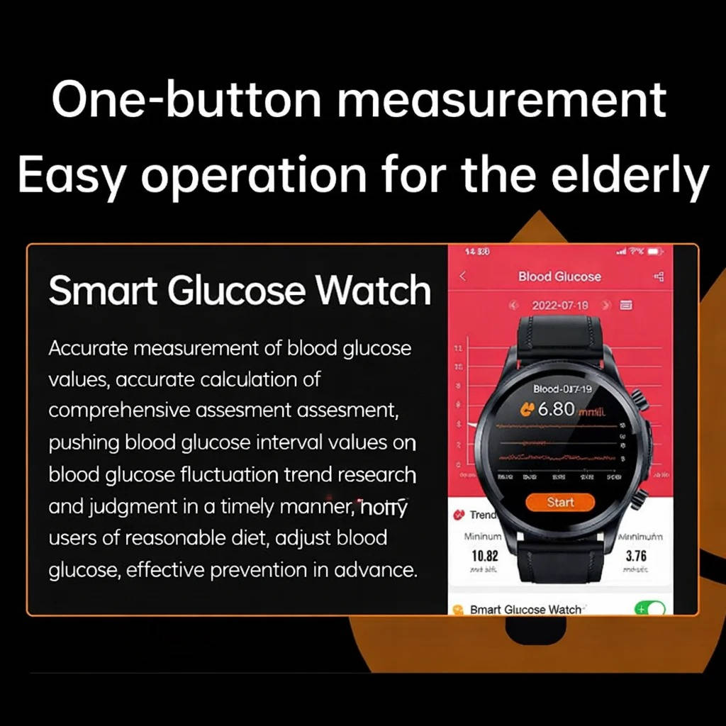 Glucose Monitoring Smartwatch with AMOLED Display and Activity Tracking