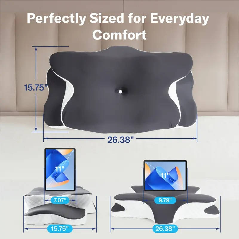 Adjustable Ergonomic Memory Foam Pillow with Neck Support for Side, Back, and Stomach Sleepers