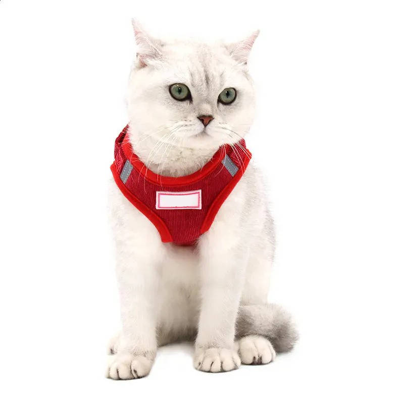 Reflective Corduroy Dog Harness and Leash Set for Small to Medium Pets