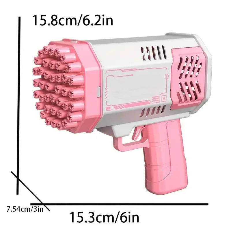 40 Hole LED Bubble Blaster Gun, Gatling Style Automatic Bubble Maker for Kids 3+