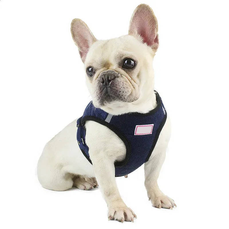 Reflective Corduroy Dog Harness and Leash Set for Small to Medium Pets