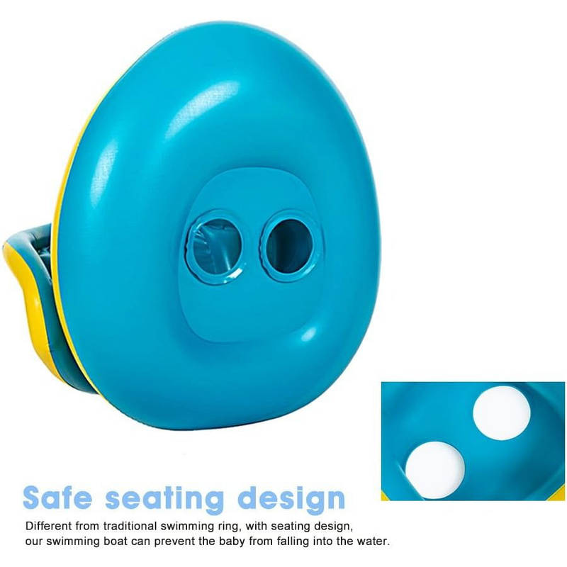 Kids Inflatable Swim Trainer Float with Adjustable Sun Canopy and Steering Wheel