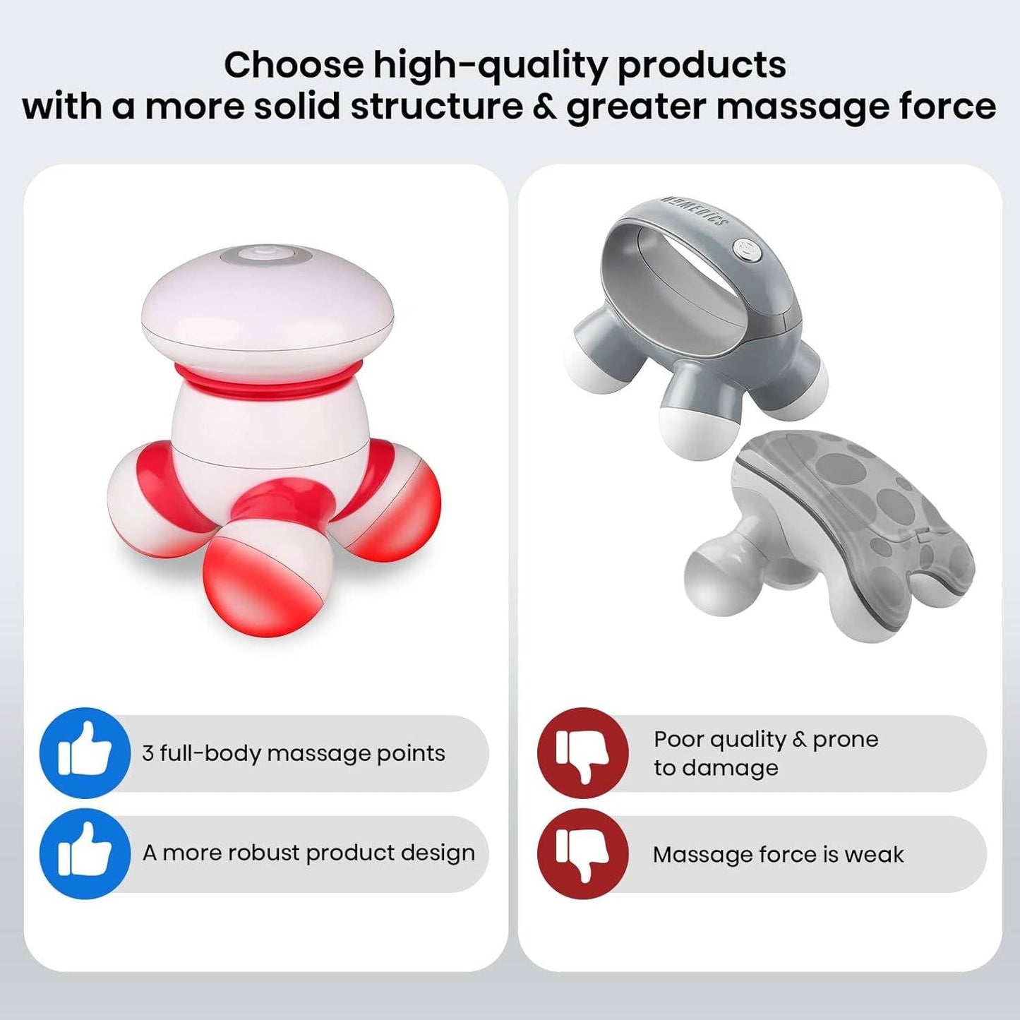 Portable Mini Handheld Vibrating Body Massager with LED Light for Pain Relief