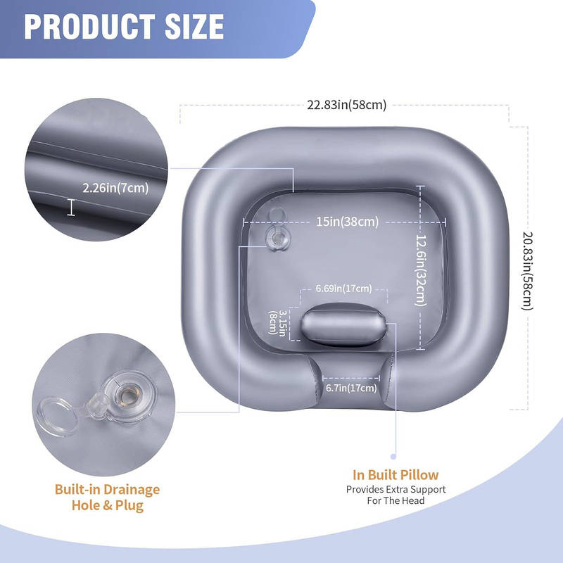 Portable Inflatable Shampoo Basin with Neck Support for Easy Hair Washing