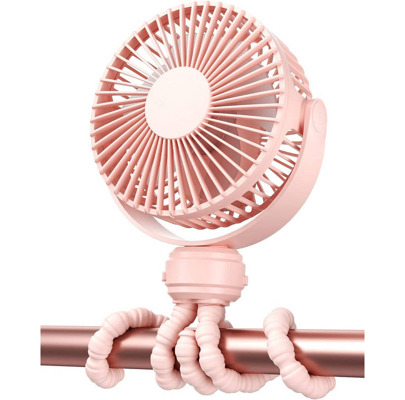 Rechargeable Portable Stroller Fan with LED Display, 5 Speed Clip-On Design for Baby Comfort