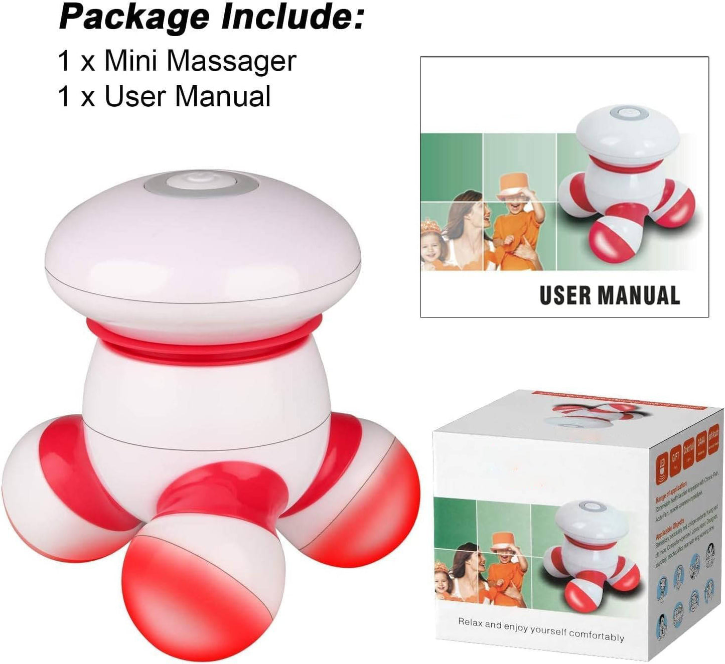 Portable Mini Handheld Vibrating Body Massager with LED Light for Pain Relief