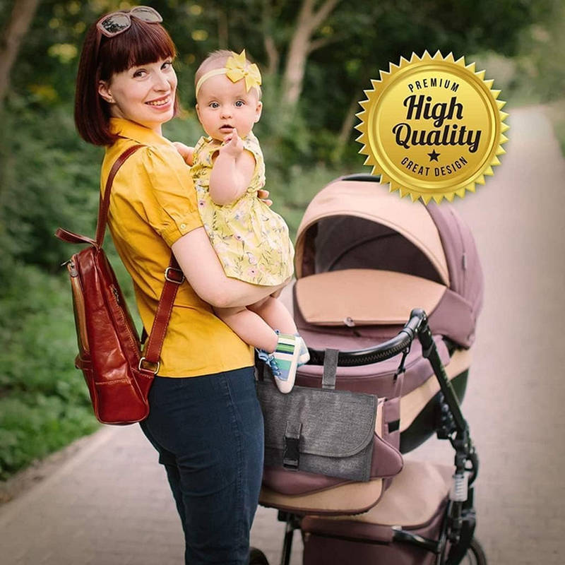 Portable Waterproof Diaper Changing Pad with Wipes Pocket and Head Pillow