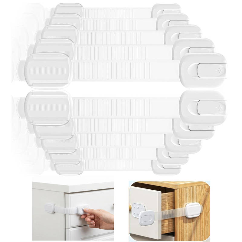 Baby Proof Cabinet Locks with Adjustable Straps, 10 Pack Child Safety Latches
