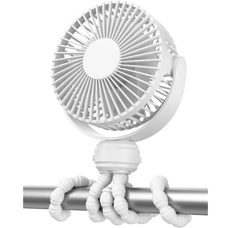 Rechargeable Portable Stroller Fan with LED Display, 5 Speed Clip-On Design for Baby Comfort