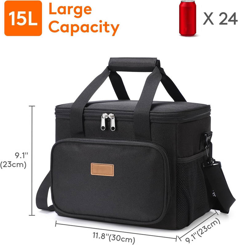 Large Insulated Leakproof Lunch Bag Soft Cooler with Padded Handles and Extra Storage Pockets