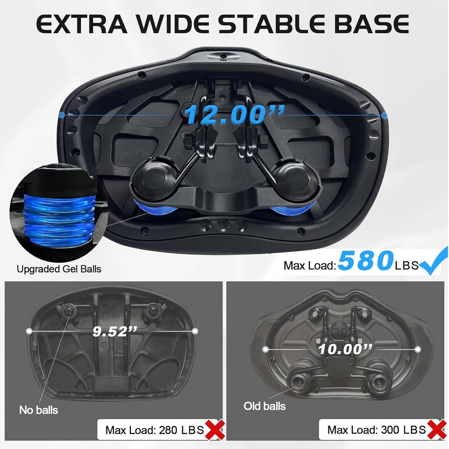 Noseless Wide Bike Seat Cushion with Memory Foam and Gel, Extra Padded Saddle for Peloton and Cruiser Bikes