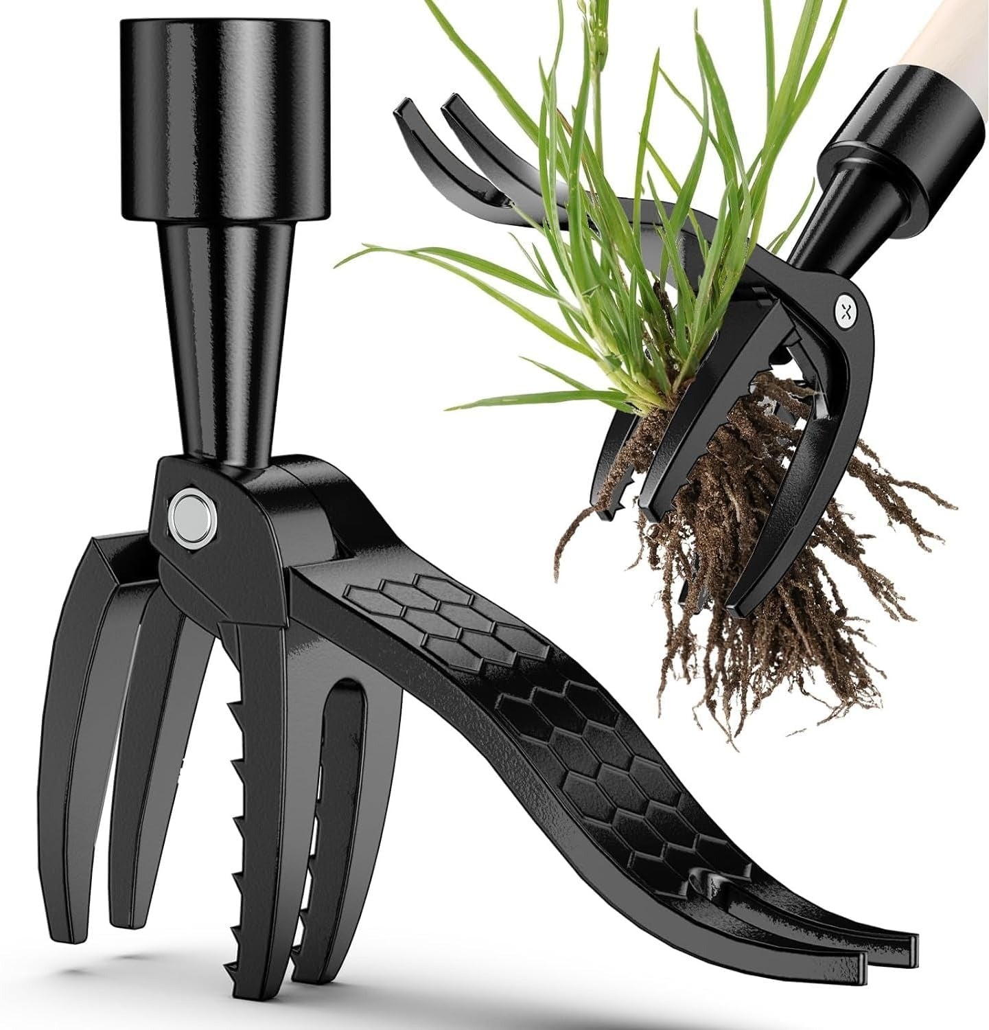 Stand Up Aluminum Weed Puller Tool with Serrated Claw