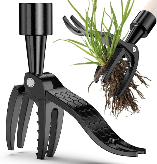 Stand Up Aluminum Weed Puller Tool with Serrated Claw