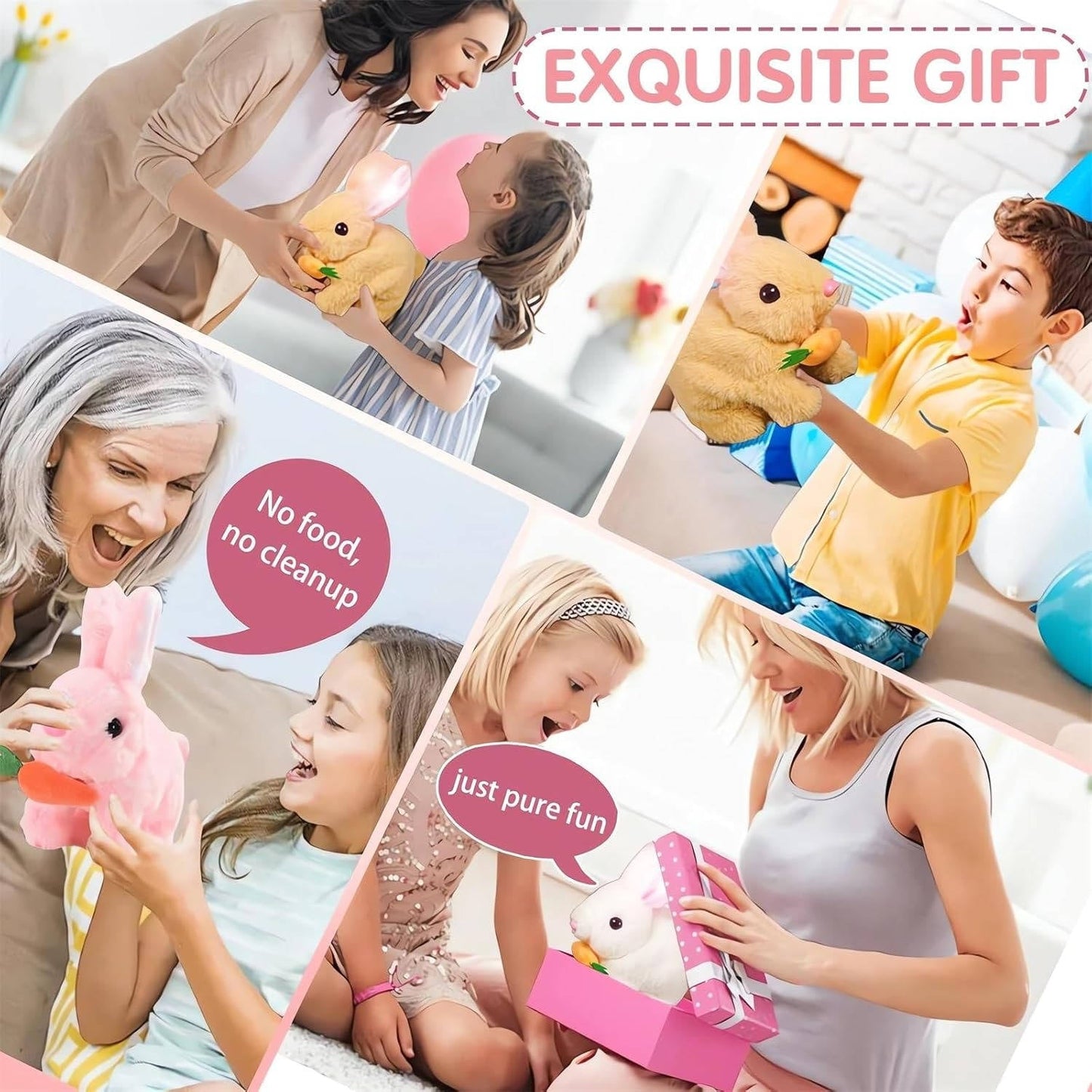 Interactive Plush Bunny Toy with Voice Recognition and Touch Sensors