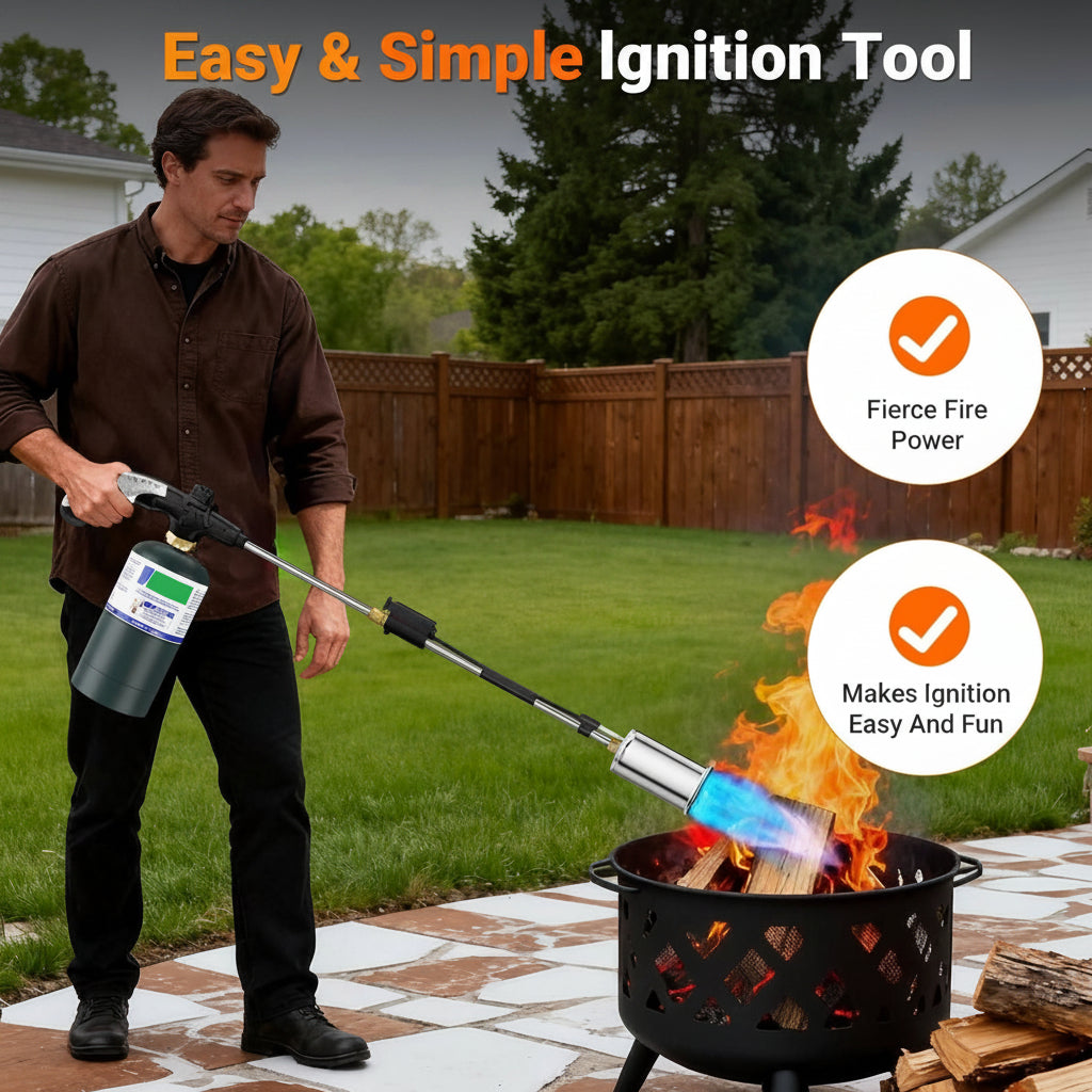 30 Inch Heavy Duty Weed Torch Burner with Detachable Arm and Adjustable Flame