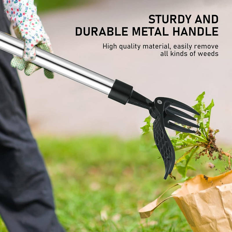 Stand Up Weed Puller Tool with Adjustable Stainless Steel Handle
