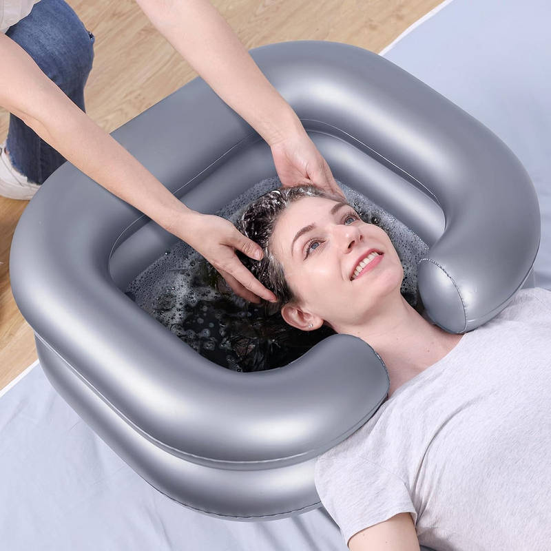 Portable Inflatable Shampoo Basin with Neck Support for Easy Hair Washing