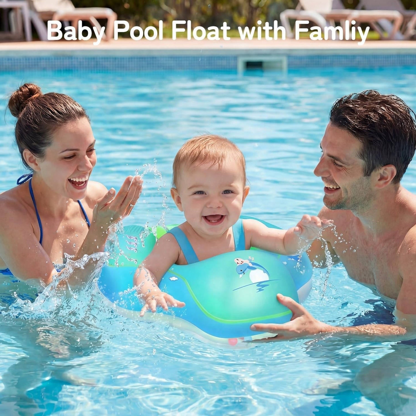 Baby Pool Float with Canopy UPF50 Plus for 3-36 Months