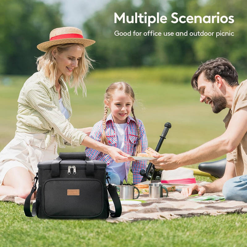 Large Insulated Leakproof Lunch Bag Soft Cooler with Padded Handles and Extra Storage Pockets