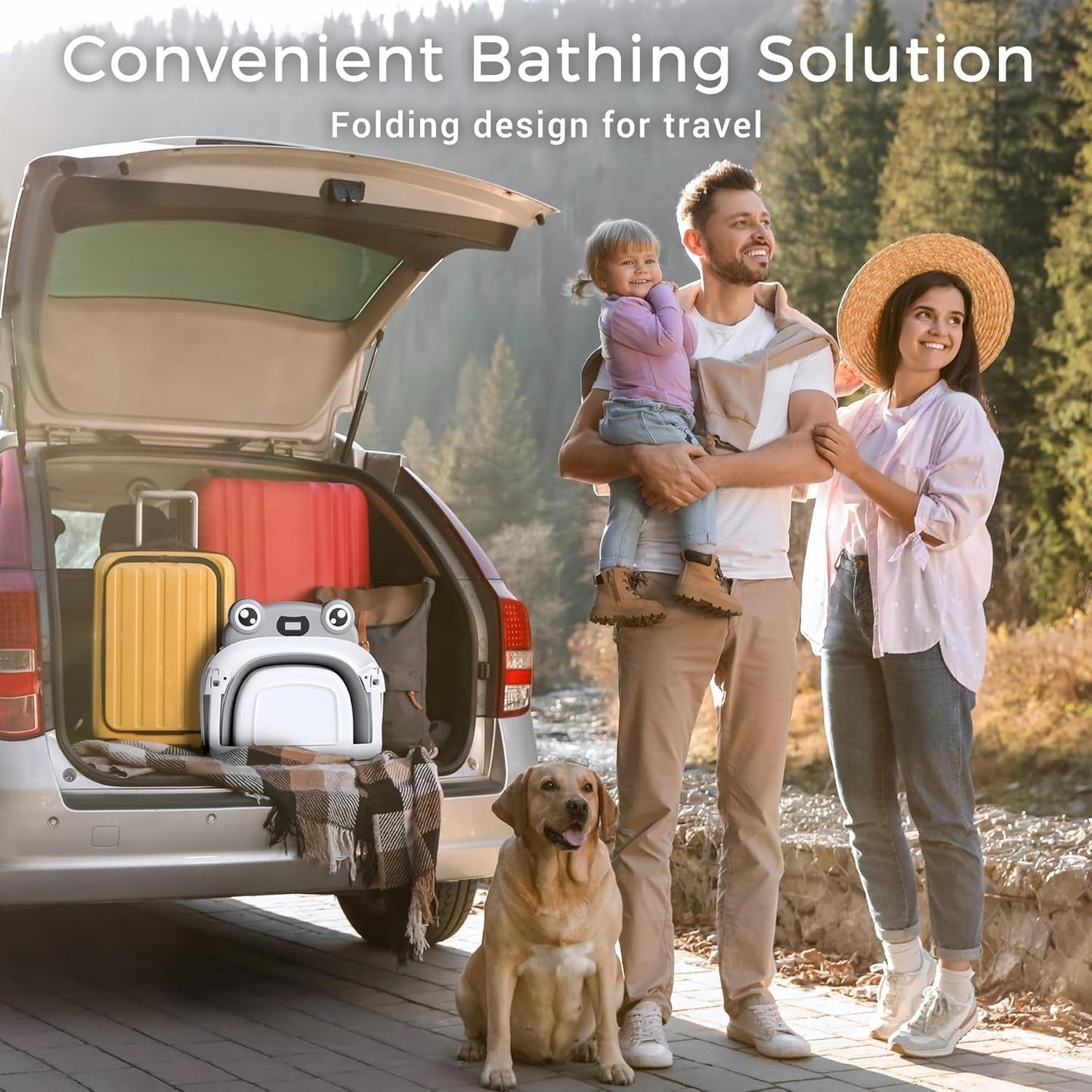 Collapsible Portable Baby Bathtub with Real Time Thermometer and Soft Cushion