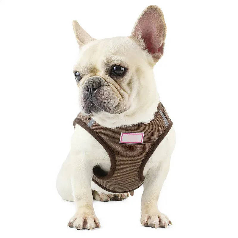Reflective Corduroy Dog Harness and Leash Set for Small to Medium Pets