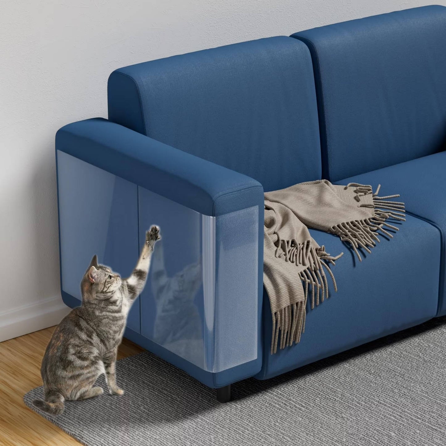 Clear Heavy-Duty Cat Scratch Furniture Protectors with Twist Pins - 10 Pack