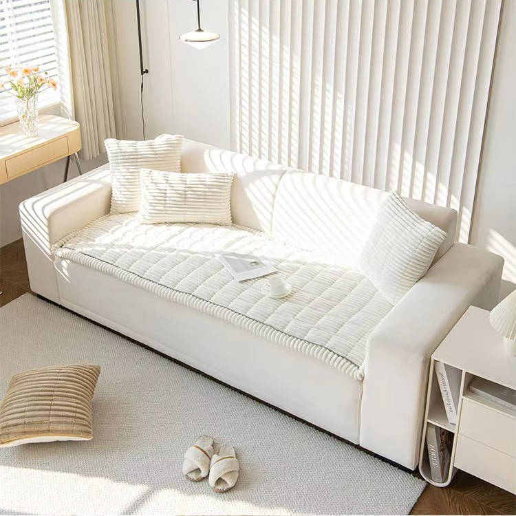 Non-Slip Fuzzy Pet Couch Cover for 2-3 Cushion Sofas, Washable Furniture Protector